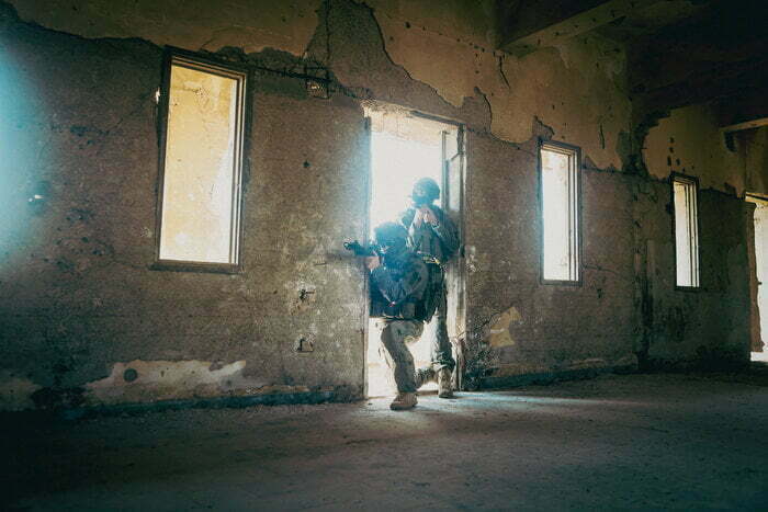 Idf soldiers with tactical rifle backpacks