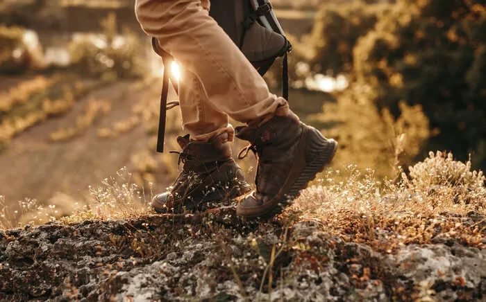 size view of hiking boots in nature
